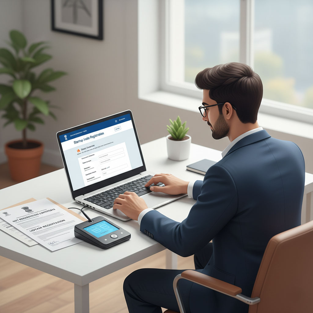 “Indian entrepreneur registering eCommerce business and getting GST number”